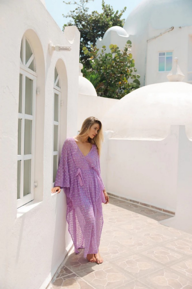 Slika SUNDRESS HELENE CAFTAN CROCHET SEQUINS LAVENDER